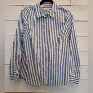 Boden Blue and White Striped Shirt